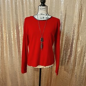 NWT - Red Sweater with Beaded Neckline